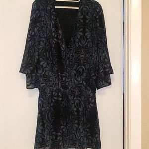 Olivaceous Navy, teal & lavender boho dress